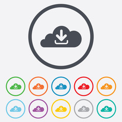 Download from cloud icon. Upload button.