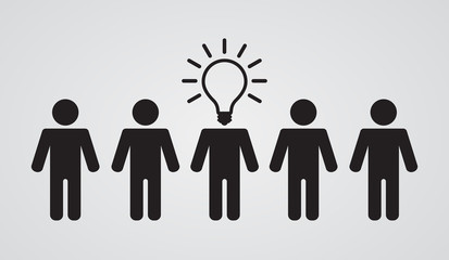 lightbulb head of leader of teamwork group