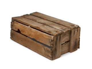 Vintage wooden box turned upside down, isolated