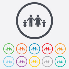 Complete family with two children sign icon.