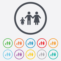 Complete family with one child sign icon.