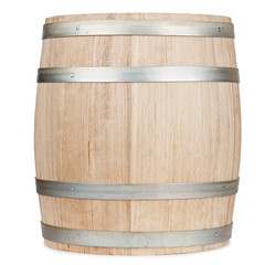 New oak wooden barrel, isolated on white background