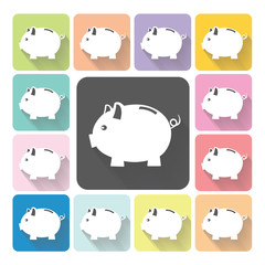 Piggy bank Icon color set vector illustration