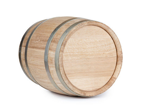 Wooden barrel isolated on white background