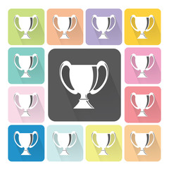 Trophy cup Icon color set vector illustration