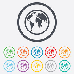 Globe sign icon. World map geography symbol.