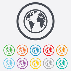 Globe sign icon. World map geography symbol.