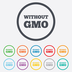 No GMO sign. Without Genetically modified food.