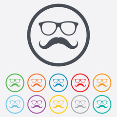 Mustache and Glasses sign icon. Hipster symbol.