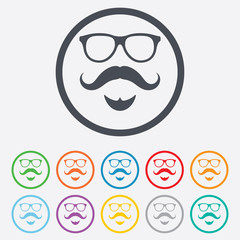 Mustache and Glasses sign icon. Hipster symbol.
