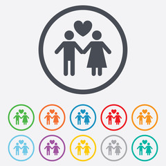 Couple sign icon. Male love female. Lovers.