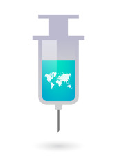 Syringe with a world map
