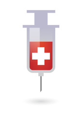 Syringe with a swiss flag