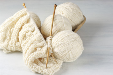 Fototapeta na wymiar Knitting and yarn