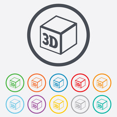 3D Print sign icon. 3d cube Printing symbol.