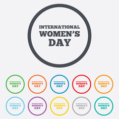 8 March International Women's Day sign icon.