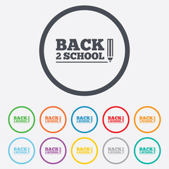 Back to school sign icon. Back 2 school symbol.