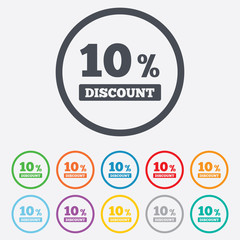 10 percent discount sign icon. Sale symbol.