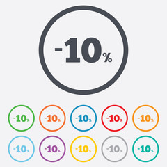10 percent discount sign icon. Sale symbol.