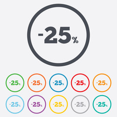 25 percent discount sign icon. Sale symbol.