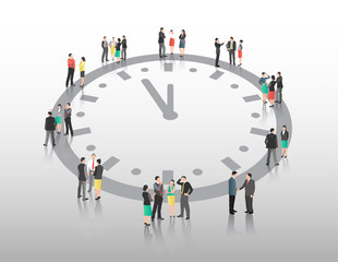 Business people vector with clock