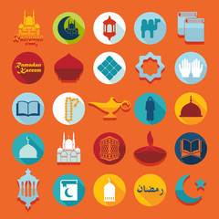 Set of flat icons: Ramadan Kareem