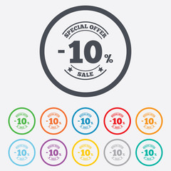 10 percent discount sign icon. Sale symbol.