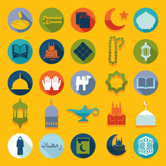Set of flat icons: Ramadan Kareem