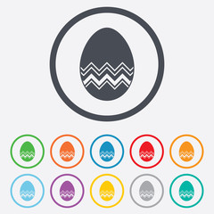 Easter egg sign icon. Easter tradition symbol.
