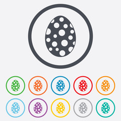 Easter egg sign icon. Easter tradition symbol.