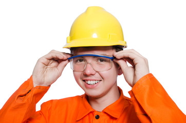 Industrial worker isolated on the white background