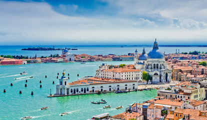 Panoramic view of Venice from San Marco bell tower, Italy