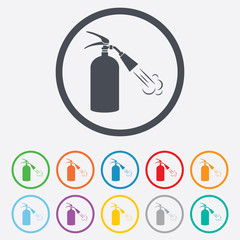Fire extinguisher sign icon. Fire safety symbol.