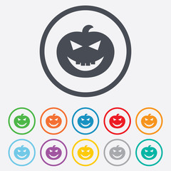 Halloween pumpkin sign icon. Halloween party.