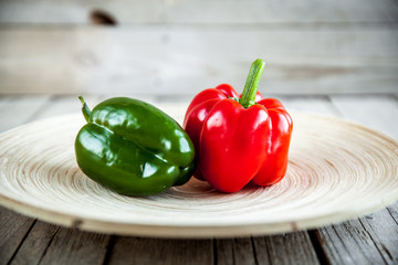 Paprika on wooden background