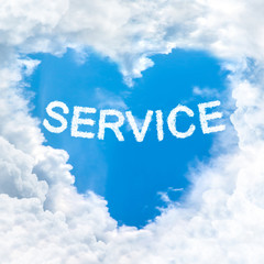 service word on blue sky