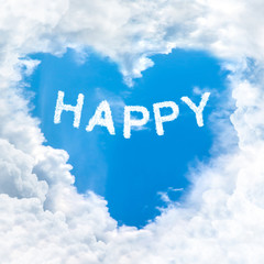 Fototapeta premium happy word on blue sky