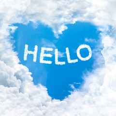 Fototapeta premium hello word on blue sky