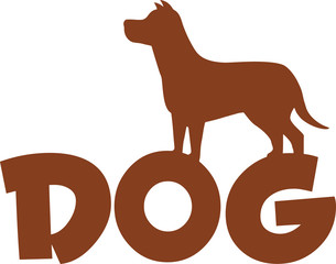 Dog Brown Silhouette Over Text Illustration