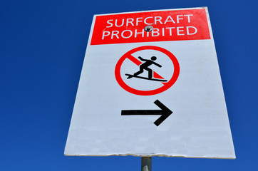Surf Craft prohibited  Sign