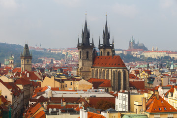 Fototapeta na wymiar View from the height Powder Tower Prague.
