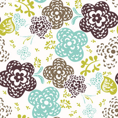 Seamless floral pattern with cute flowers