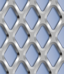 Rhombus Metal Lattice, Vector Seamless Pattern.