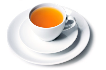 Herbal hot tea in ceramic cup isolated on white background