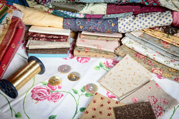 various piece of fabric to make a quilt