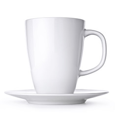 White cup with seucer isolated on white background