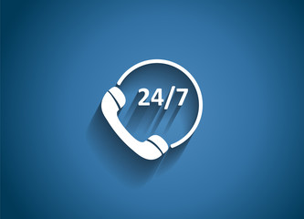 Customer service 24/7 Glossy Icon Vector Illustration