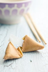 fortune cookie on the cracked table