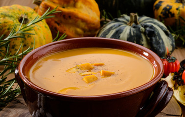 Pumpkin soup, close-up
