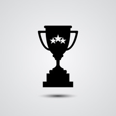 Trophy cup silhouette vector icon.